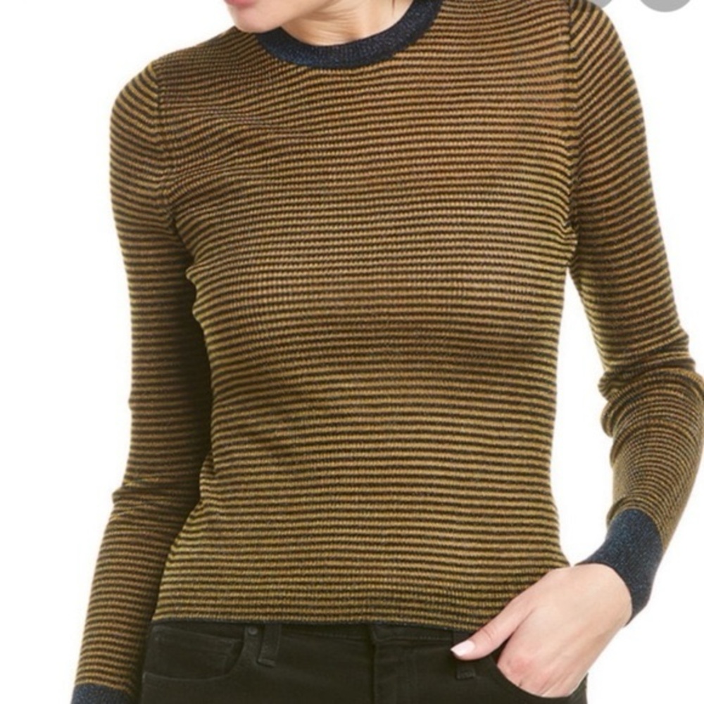 Rag &‎ Bone Navy and Mustard Striped Top
